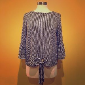 Striped bell sleeved blouse